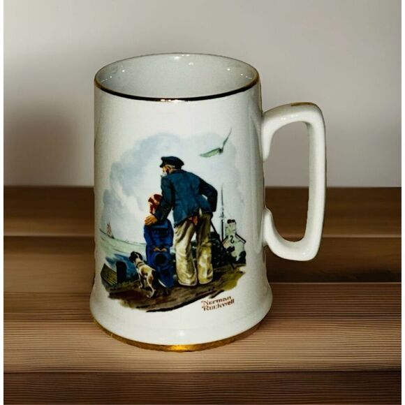 Vintage Set Of 4 Norman Rockwell Museum Tankard Mugs Seafarers Collection - Picture 2 of 10